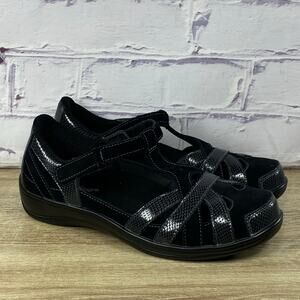 Orthofeet Juno 862 Black Mary Jane Shoes Women's 8.5 D Wide Comfort Sandals